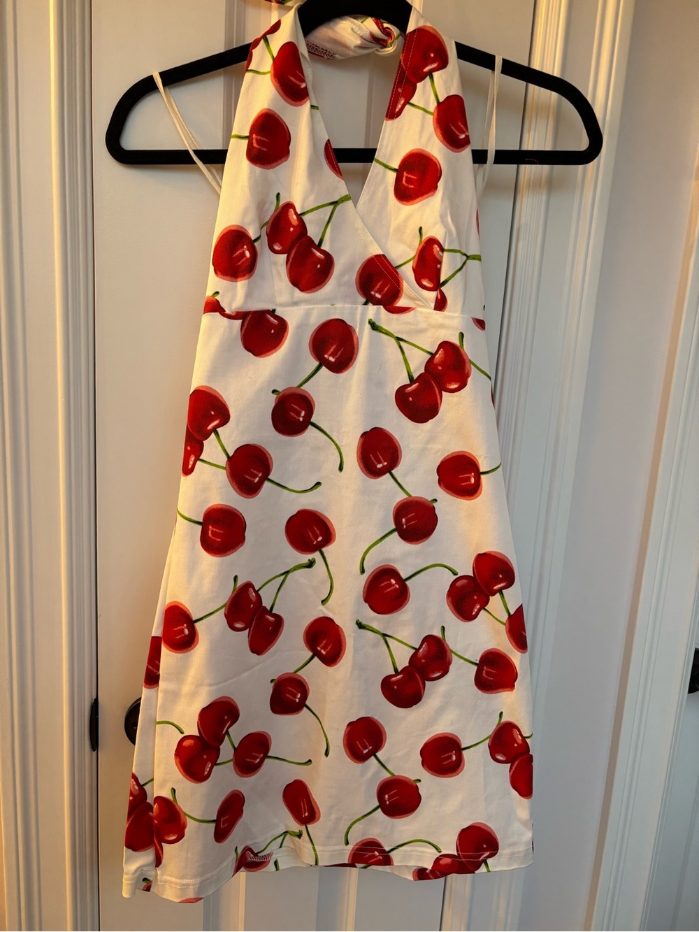 Art And Soul White Halter Dress with Red Cherry Print